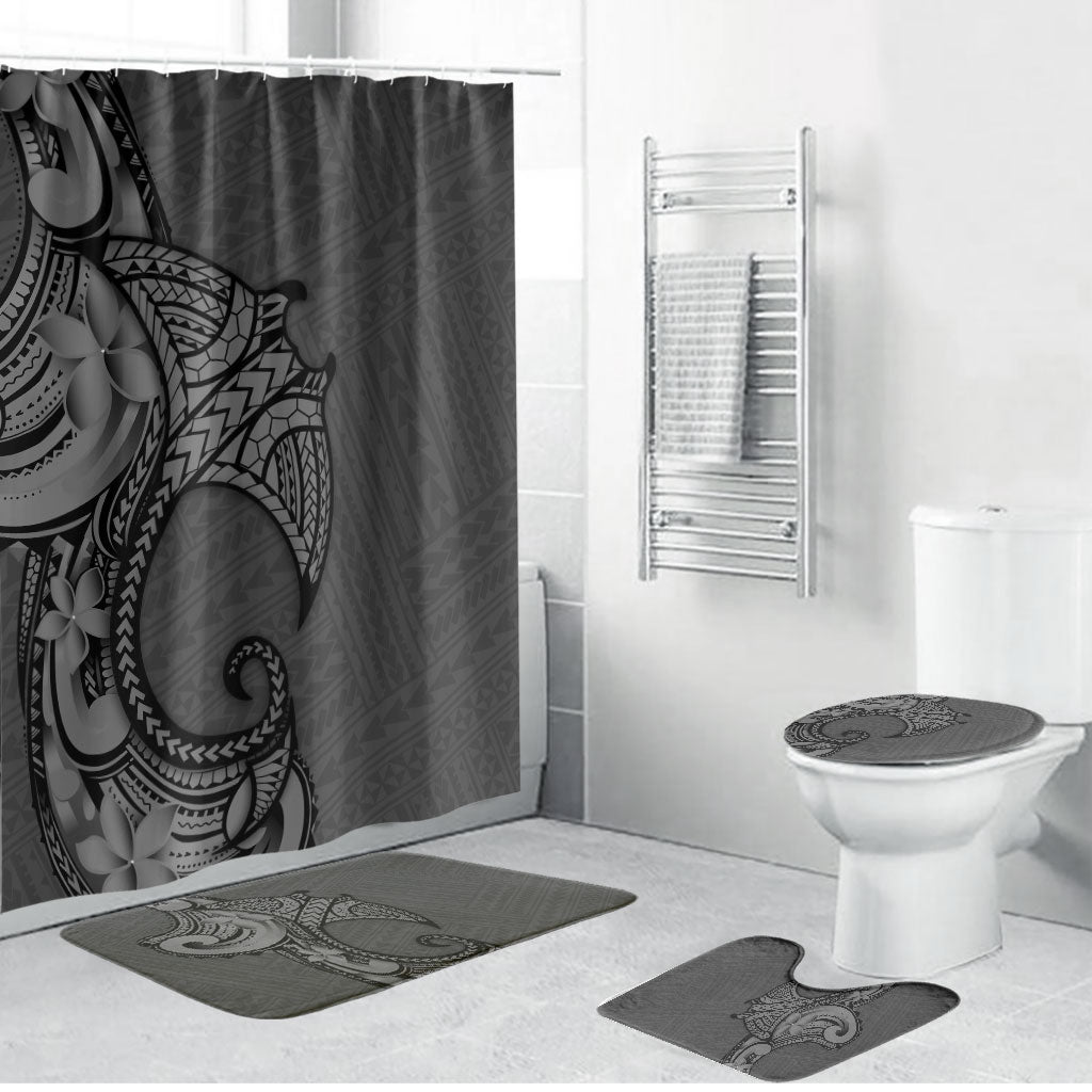 Polynesia Manta Ray Tattoo Bathroom Set Tropical Plumeria Gray Polynesian Pattern LT14 Bathroom Set (4 pcs) Gray - Polynesian Pride
