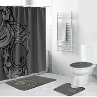 Polynesia Manta Ray Tattoo Bathroom Set Tropical Plumeria Gray Polynesian Pattern LT14 Bathroom Set (4 pcs) Gray - Polynesian Pride