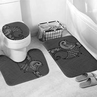 Polynesia Manta Ray Tattoo Bathroom Set Tropical Plumeria Gray Polynesian Pattern LT14 Mat Set Only (3 pcs) One Size Gray - Polynesian Pride
