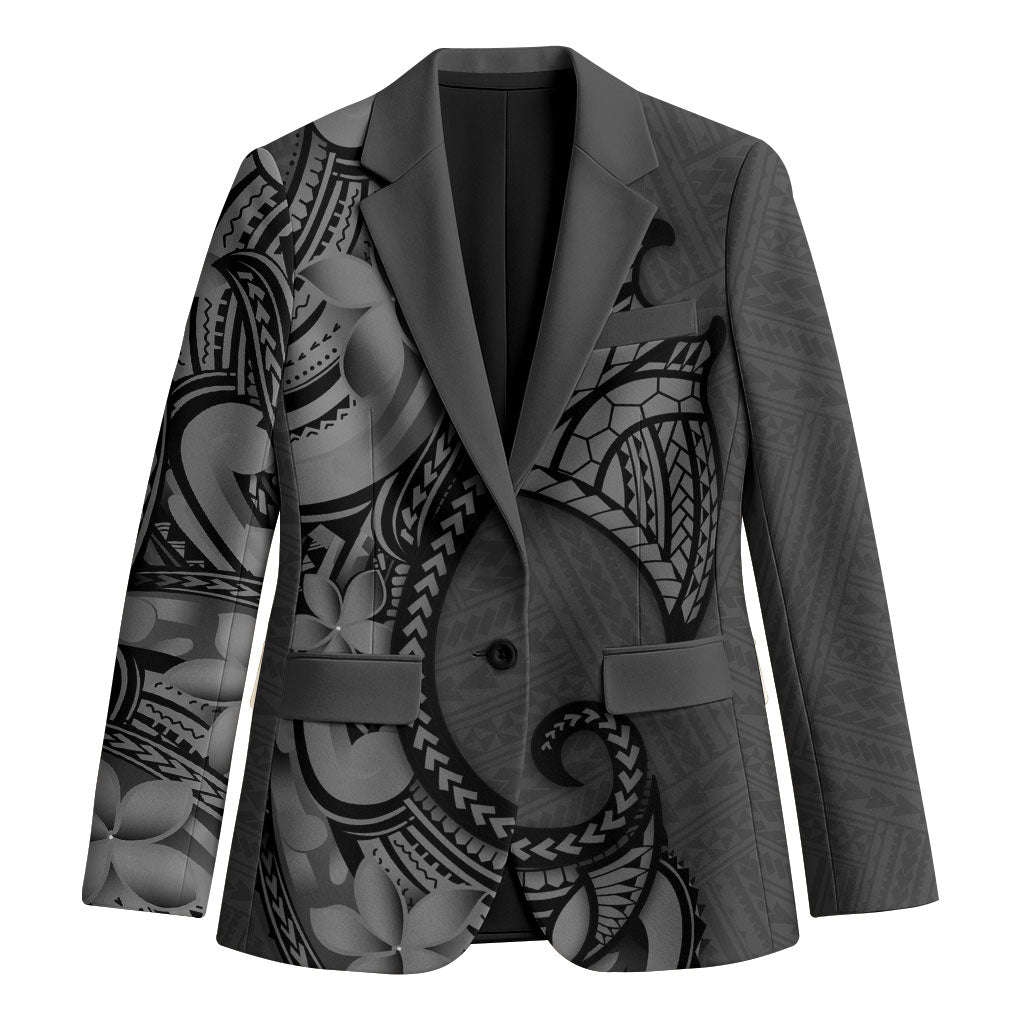 Polynesia Manta Ray Tattoo Blazer Tropical Plumeria Gray Polynesian Pattern LT14 Unisex Gray - Polynesian Pride