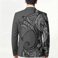 Polynesia Manta Ray Tattoo Blazer Tropical Plumeria Gray Polynesian Pattern LT14 - Polynesian Pride