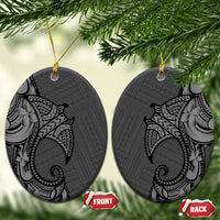 Polynesia Manta Ray Tattoo Ceramic Ornament Tropical Plumeria Gray Polynesian Pattern