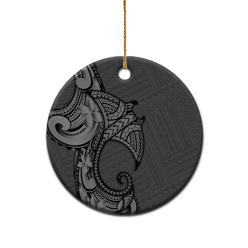 Polynesia Manta Ray Tattoo Ceramic Ornament Tropical Plumeria Gray Polynesian Pattern