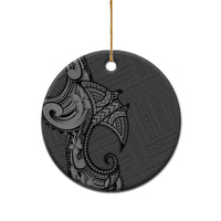 Polynesia Manta Ray Tattoo Ceramic Ornament Tropical Plumeria Gray Polynesian Pattern