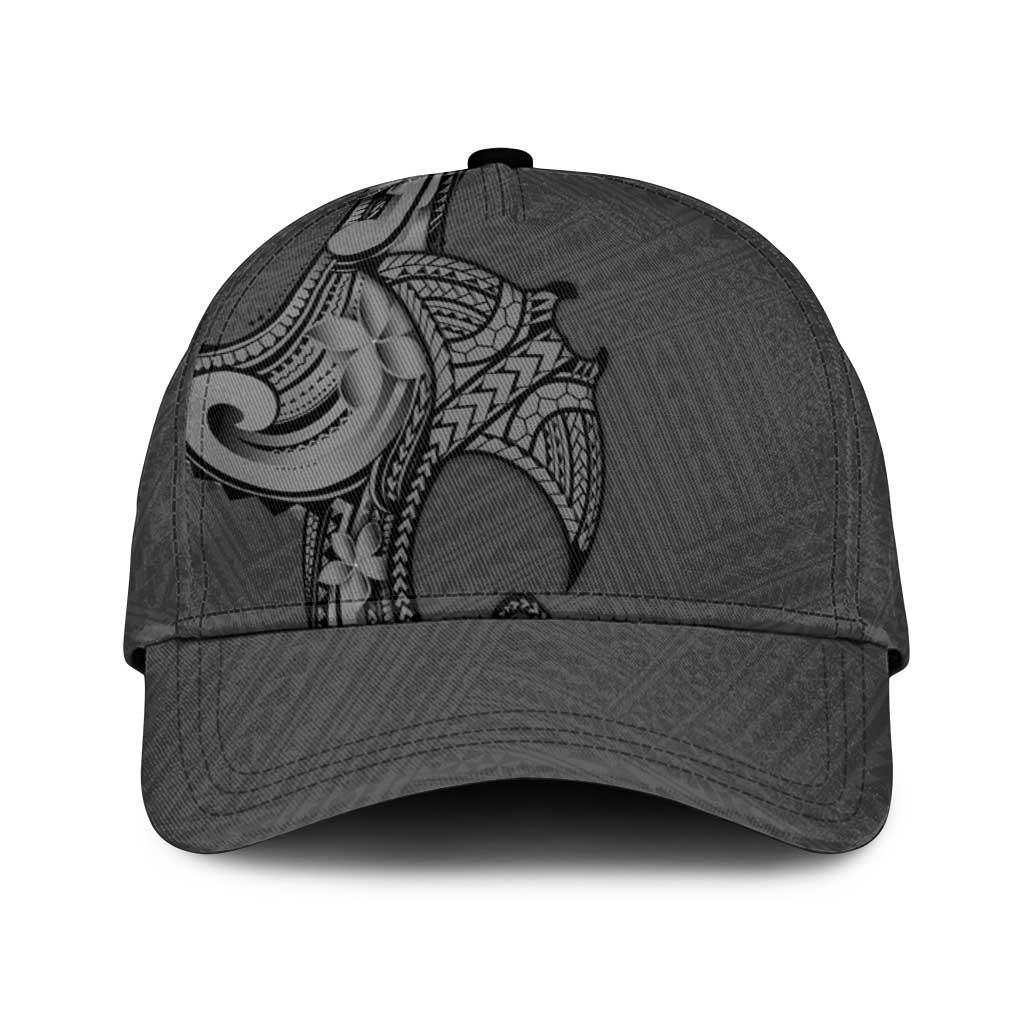 Polynesia Manta Ray Tattoo Classic Cap Tropical Plumeria Gray Polynesian Pattern LT14 Universal Fit Gray - Polynesian Pride