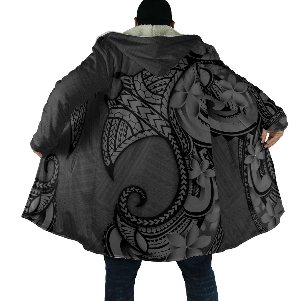 Polynesia Manta Ray Tattoo Cloak Tropical Plumeria Gray Polynesian Pattern LT14 - Polynesian Pride