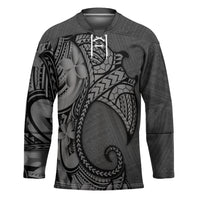 Polynesia Manta Ray Tattoo Hockey Jersey Tropical Plumeria Gray Polynesian Pattern LT14 Unisex Gray - Polynesian Pride
