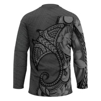 Polynesia Manta Ray Tattoo Hockey Jersey Tropical Plumeria Gray Polynesian Pattern LT14 - Polynesian Pride