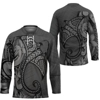 Polynesia Manta Ray Tattoo Hockey Jersey Tropical Plumeria Gray Polynesian Pattern LT14 - Polynesian Pride