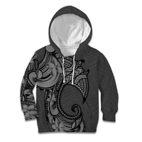 Polynesia Manta Ray Tattoo Kid Hoodie Tropical Plumeria Gray Polynesian Pattern LT14 Hoodie Gray - Polynesian Pride