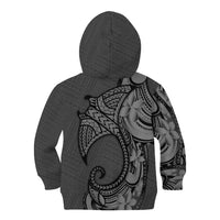 Polynesia Manta Ray Tattoo Kid Hoodie Tropical Plumeria Gray Polynesian Pattern LT14 - Polynesian Pride