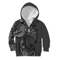 Polynesia Manta Ray Tattoo Kid Hoodie Tropical Plumeria Gray Polynesian Pattern LT14 Zip Hoodie Gray - Polynesian Pride