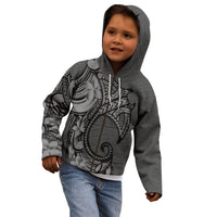 Polynesia Manta Ray Tattoo Kid Hoodie Tropical Plumeria Gray Polynesian Pattern LT14 - Polynesian Pride