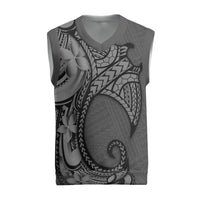 Polynesia Manta Ray Tattoo Christmas Knitted V-Neck Vest Tropical Plumeria Gray Polynesian Pattern LT14 Gray - Polynesian Pride