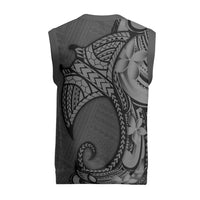 Polynesia Manta Ray Tattoo Christmas Knitted V-Neck Vest Tropical Plumeria Gray Polynesian Pattern LT14 - Polynesian Pride
