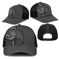 Polynesia Manta Ray Tattoo Mesh Trucker Cap Tropical Plumeria Gray Polynesian Pattern LT14 - Polynesian Pride