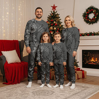 Polynesia Manta Ray Tattoo Christmas Pajama Set Tropical Plumeria Gray Polynesian Pattern LT14 - Polynesian Pride