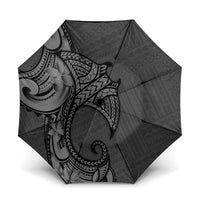 Polynesia Manta Ray Tattoo Umbrella Tropical Plumeria Gray Polynesian Pattern LT14 One Size Folded 11.42 inch Opened Diameter 37.4 inch Gray - Polynesian Pride