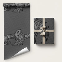 Polynesia Manta Ray Tattoo Wrapping Paper Tropical Plumeria Gray Polynesian Pattern
