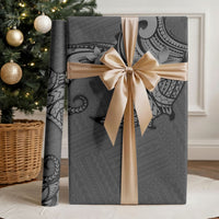 Polynesia Manta Ray Tattoo Wrapping Paper Tropical Plumeria Gray Polynesian Pattern