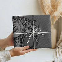 Polynesia Manta Ray Tattoo Wrapping Paper Tropical Plumeria Gray Polynesian Pattern