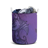 Polynesia Manta Ray Tattoo Laundry Basket Tropical Plumeria Purple Polynesian Pattern LT14 - Polynesian Pride