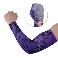 Polynesia Manta Ray Tattoo Arm Sleeves Tropical Plumeria Purple Polynesian Pattern LT14 Set of 2 Purple - Polynesian Pride