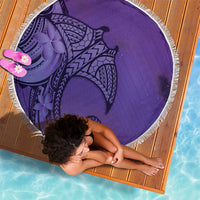 Polynesia Manta Ray Tattoo Beach Blanket Tropical Plumeria Purple Polynesian Pattern LT14 - Polynesian Pride
