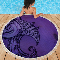 Polynesia Manta Ray Tattoo Beach Blanket Tropical Plumeria Purple Polynesian Pattern LT14 - Polynesian Pride