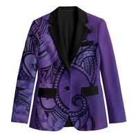 Polynesia Manta Ray Tattoo Blazer Tropical Plumeria Purple Polynesian Pattern LT14 Unisex Purple - Polynesian Pride