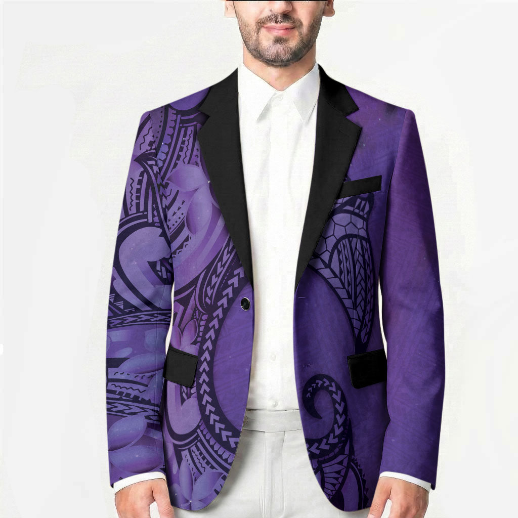 Polynesia Manta Ray Tattoo Blazer Tropical Plumeria Purple Polynesian Pattern LT14 - Polynesian Pride