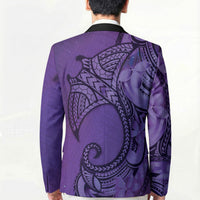 Polynesia Manta Ray Tattoo Blazer Tropical Plumeria Purple Polynesian Pattern LT14 - Polynesian Pride
