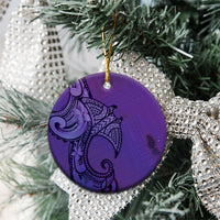 Polynesia Manta Ray Tattoo Ceramic Ornament Tropical Plumeria Purple Polynesian Pattern LT14 - Polynesian Pride