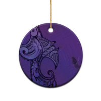 Polynesia Manta Ray Tattoo Ceramic Ornament Tropical Plumeria Purple Polynesian Pattern LT14 - Polynesian Pride