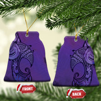 Polynesia Manta Ray Tattoo Ceramic Ornament Tropical Plumeria Purple Polynesian Pattern LT14 Bell Flake Purple - Polynesian Pride