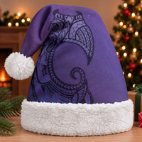 Polynesia Manta Ray Tattoo Christmas Santa Hat Tropical Plumeria Purple Polynesian Pattern LT14 With Fur Purple - Polynesian Pride