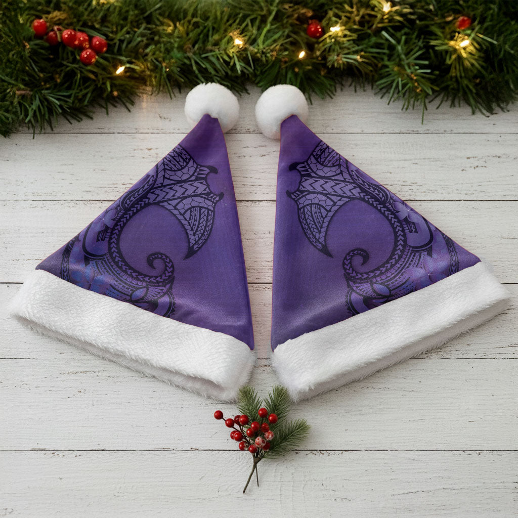 Polynesia Manta Ray Tattoo Christmas Santa Hat Tropical Plumeria Purple Polynesian Pattern LT14 - Polynesian Pride