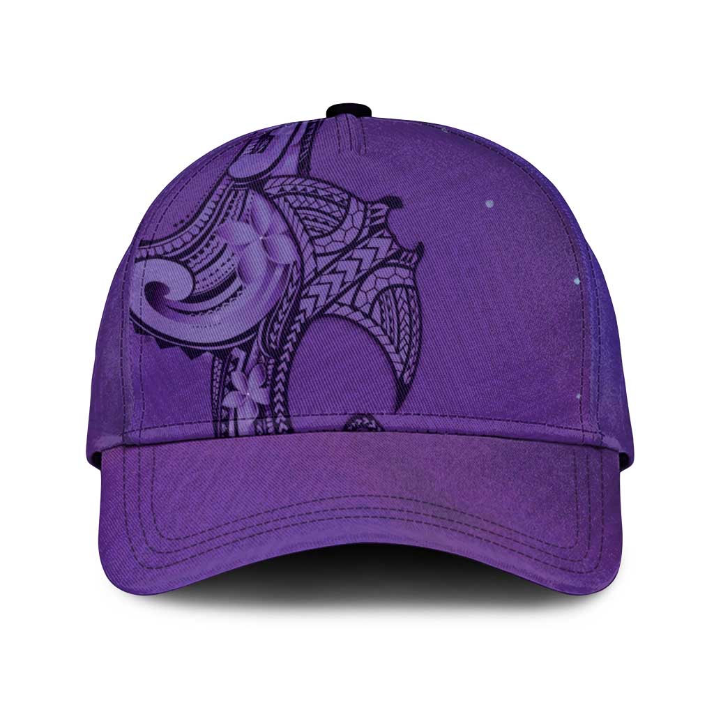 Polynesia Manta Ray Tattoo Classic Cap Tropical Plumeria Purple Polynesian Pattern LT14 Universal Fit Purple - Polynesian Pride
