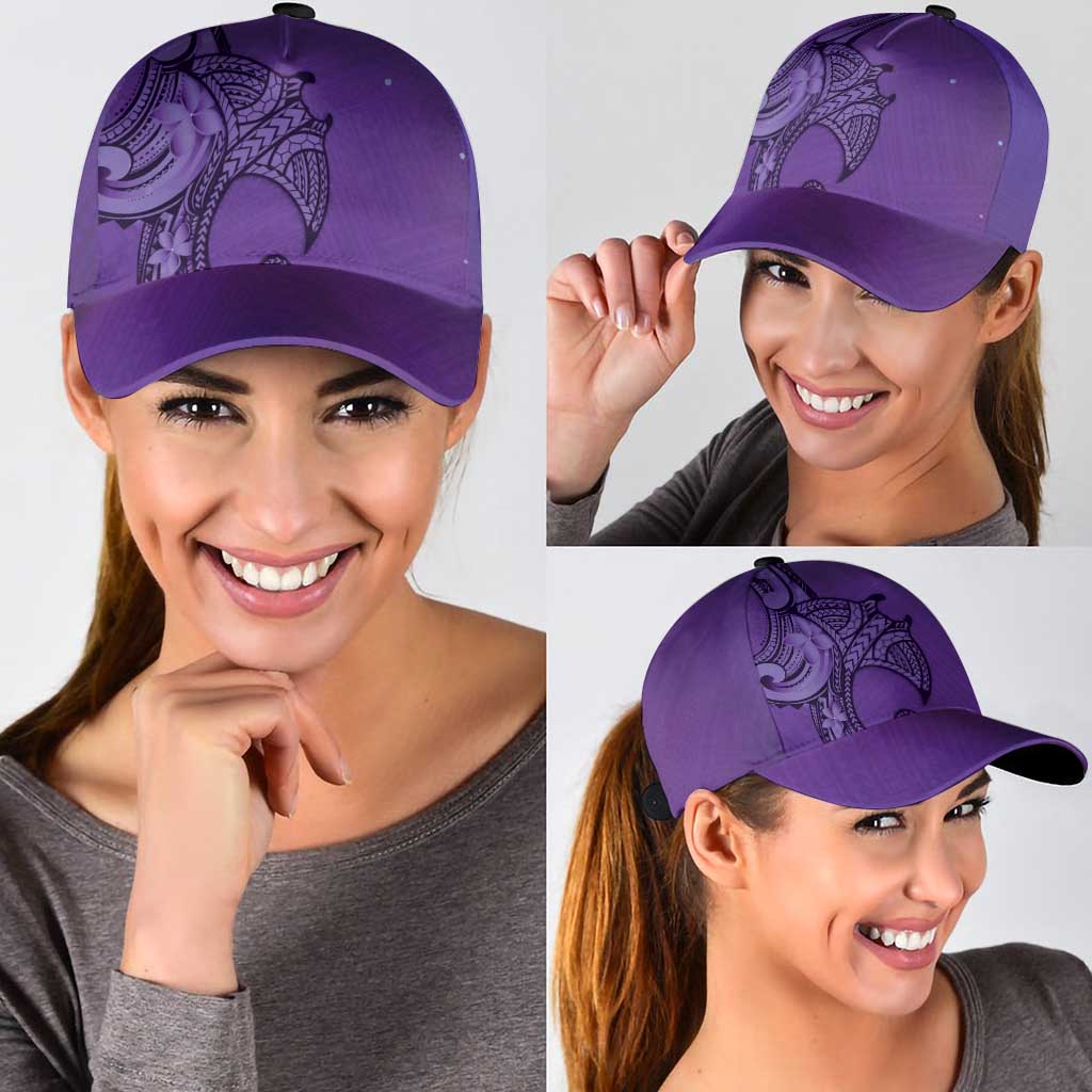 Polynesia Manta Ray Tattoo Classic Cap Tropical Plumeria Purple Polynesian Pattern LT14 - Polynesian Pride