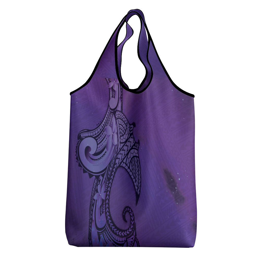Polynesia Manta Ray Tattoo Grocery Bag Tropical Plumeria Purple Polynesian Pattern LT14 - Polynesian Pride