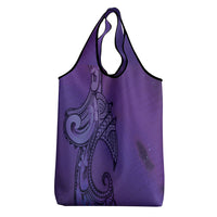Polynesia Manta Ray Tattoo Grocery Bag Tropical Plumeria Purple Polynesian Pattern LT14 - Polynesian Pride
