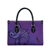 Polynesia Manta Ray Tattoo Leather Bag Tropical Plumeria Purple Polynesian Pattern LT14 - Polynesian Pride