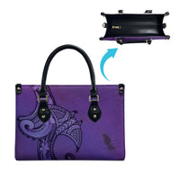 Polynesia Manta Ray Tattoo Leather Bag Tropical Plumeria Purple Polynesian Pattern LT14 - Polynesian Pride
