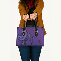 Polynesia Manta Ray Tattoo Leather Bag Tropical Plumeria Purple Polynesian Pattern LT14 - Polynesian Pride