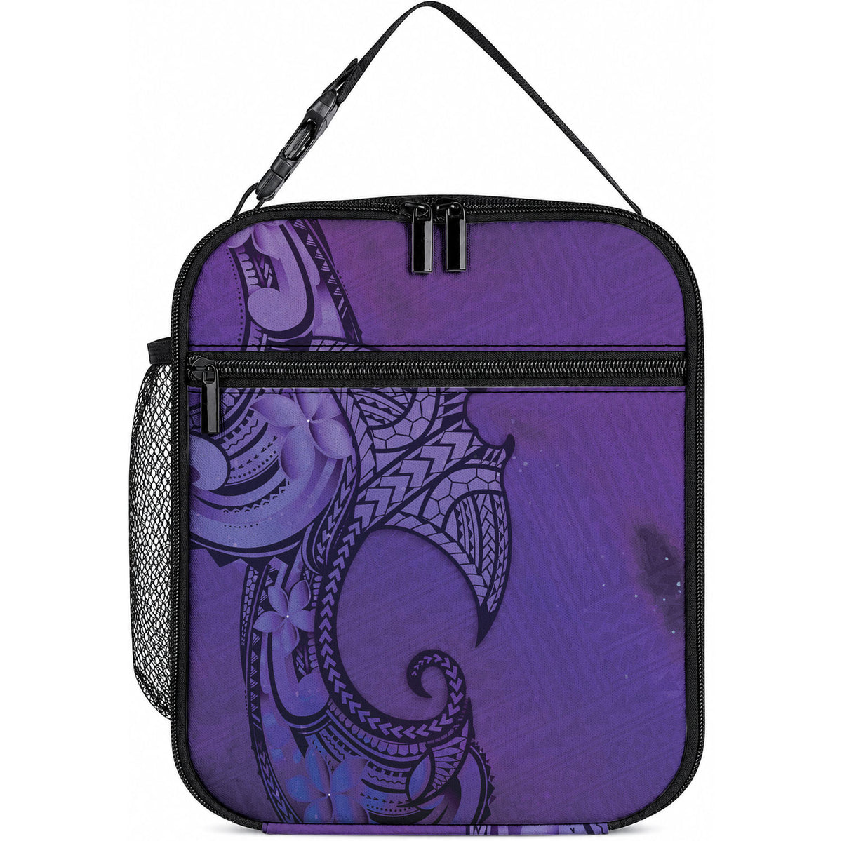 Polynesia Manta Ray Tattoo Lunch Bag Tropical Plumeria Purple Polynesian Pattern LT14 10.2 × 8.3 × 4.3 inch Purple - Polynesian Pride