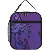 Polynesia Manta Ray Tattoo Lunch Bag Tropical Plumeria Purple Polynesian Pattern LT14 10.2 × 8.3 × 4.3 inch Purple - Polynesian Pride
