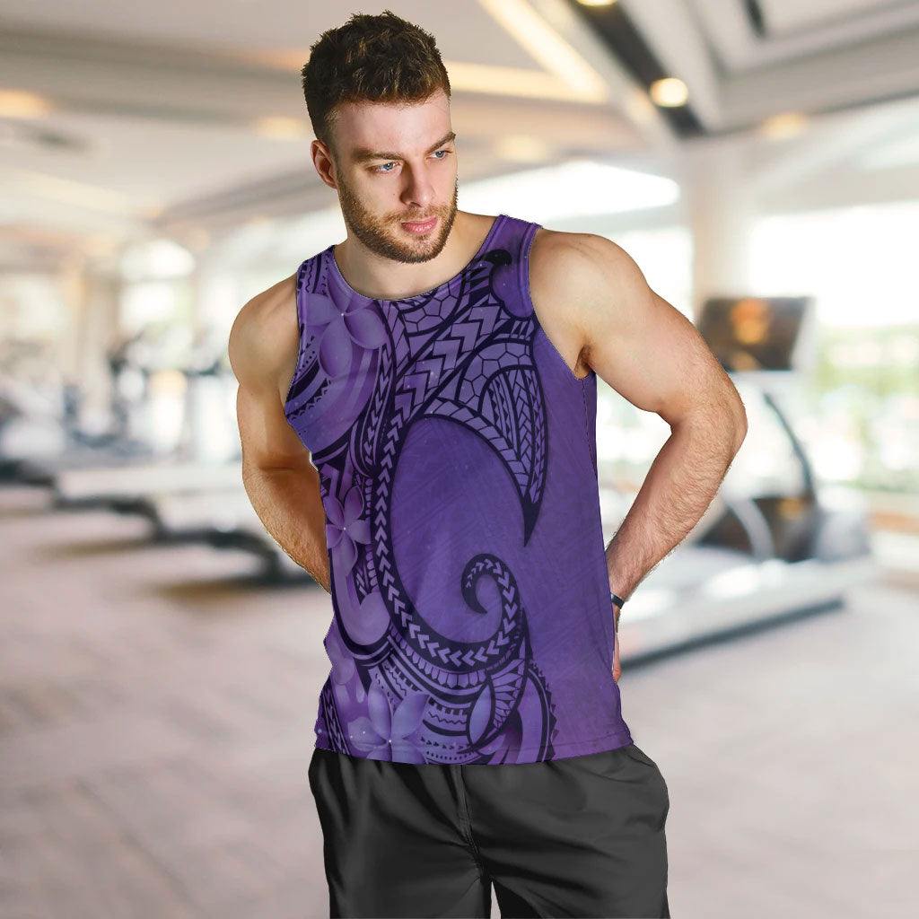 Polynesia Manta Ray Tattoo Men Tank Top Tropical Plumeria Purple Polynesian Pattern LT14 Purple - Polynesian Pride