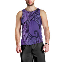 Polynesia Manta Ray Tattoo Men Tank Top Tropical Plumeria Purple Polynesian Pattern LT14 - Polynesian Pride
