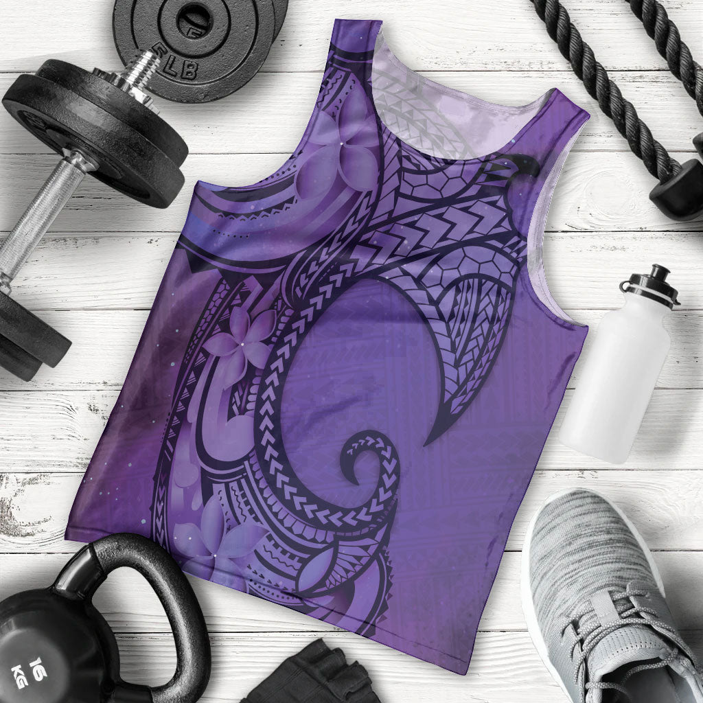 Polynesia Manta Ray Tattoo Men Tank Top Tropical Plumeria Purple Polynesian Pattern LT14 - Polynesian Pride