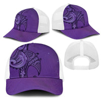Polynesia Manta Ray Tattoo Mesh Trucker Cap Tropical Plumeria Purple Polynesian Pattern LT14 - Polynesian Pride